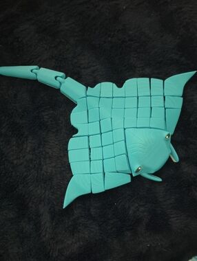 Turquoise Manta Ray 3d Printed